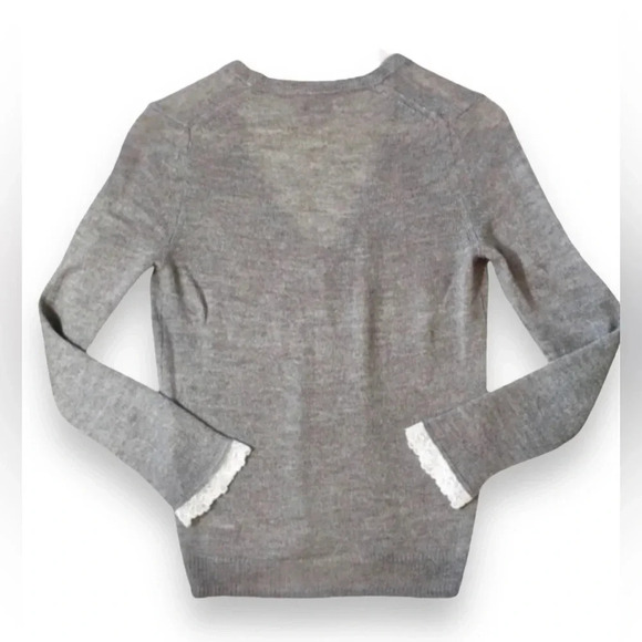 J.Crew Mercantile Lace Sleeve Alpaca Cardigan Sweater - Picture 5 of 5